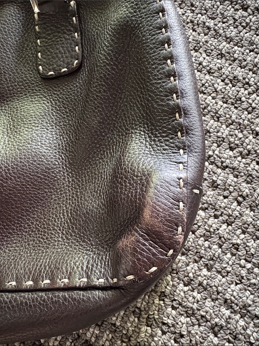 Fendi Dark Brown Brown Leather Top-Handle Purse - Picture 2 of 12